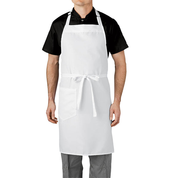 AutoUniform White Chef Apron / Bib (Single Roomy Pocket)