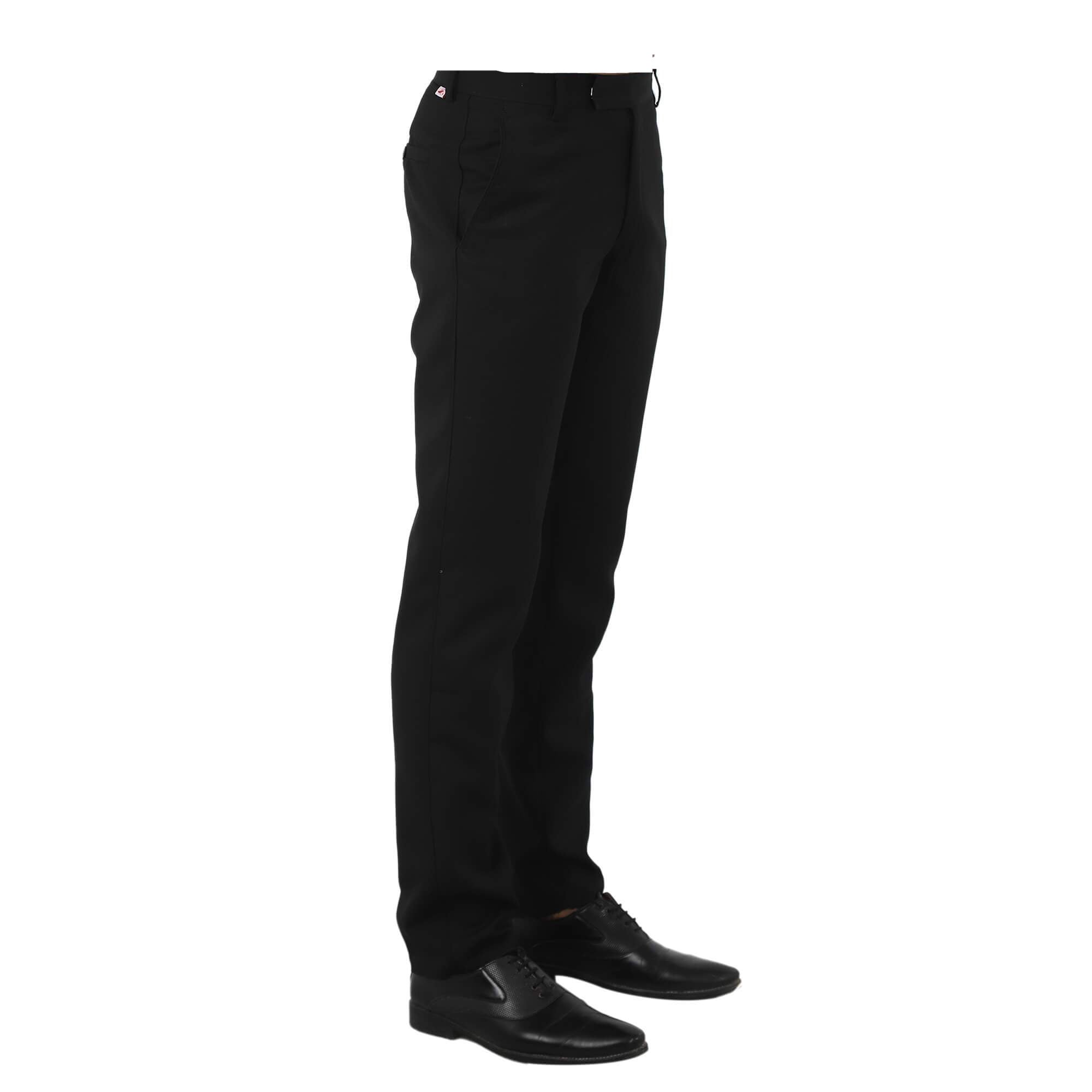 Buy Men Black Slim Fit Solid Flat Front Formal Trousers Online - 815206 |  Louis Philippe